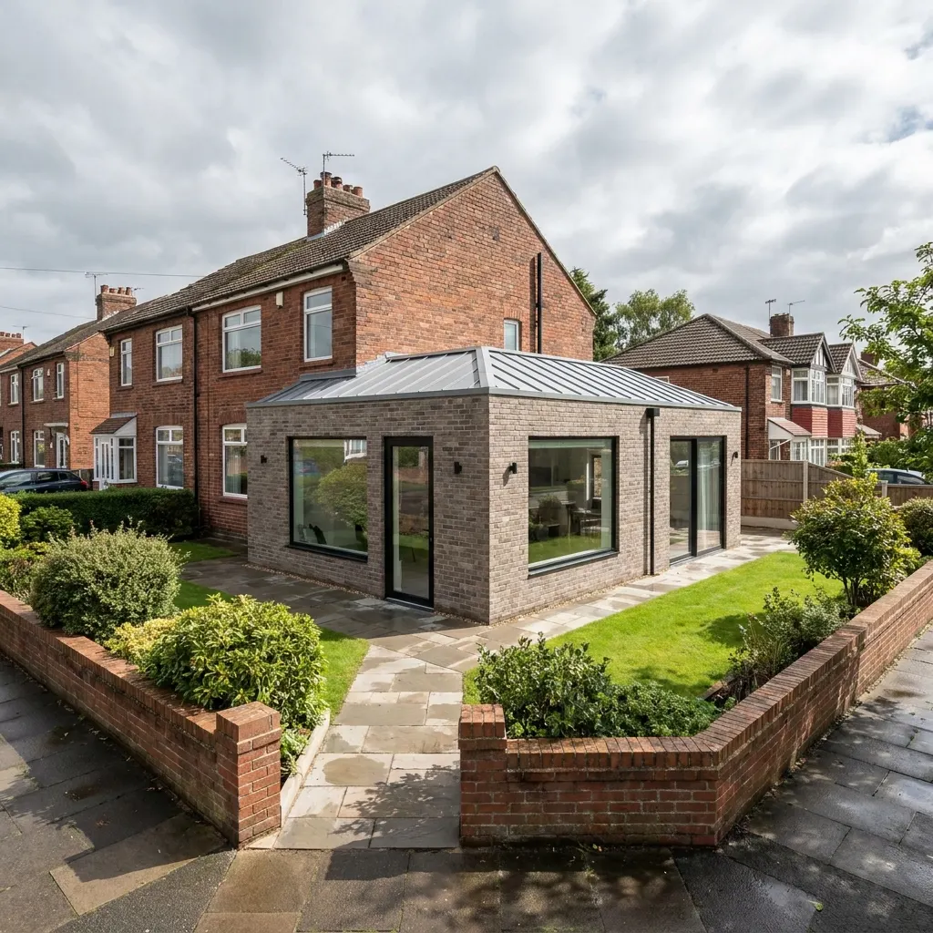 Modern UK house side extension