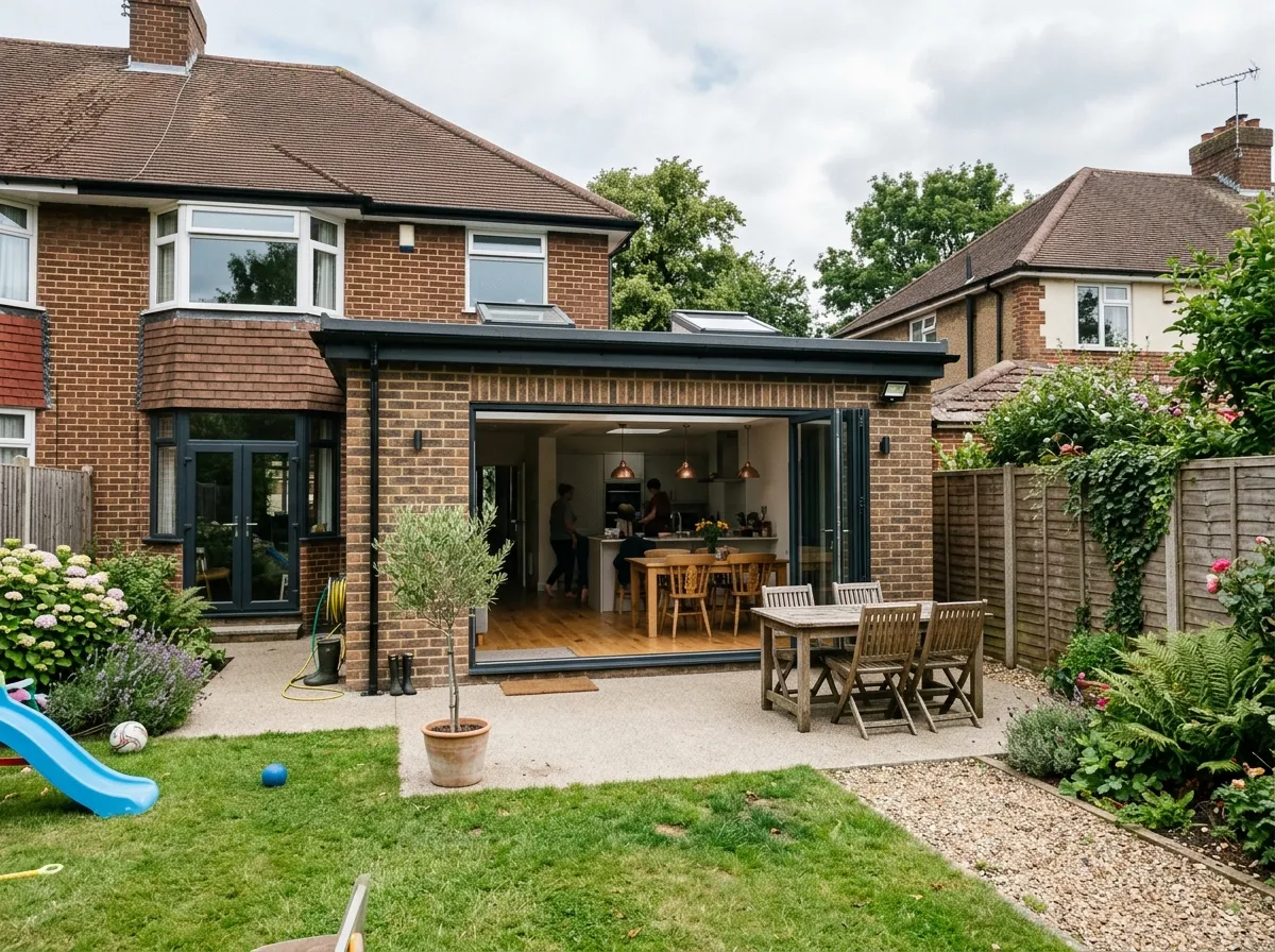 Rear extension on a family home in West Bridgford