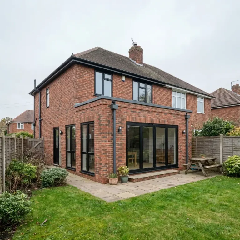L shaped single storey extension around the side and rear of a semi-detached house
