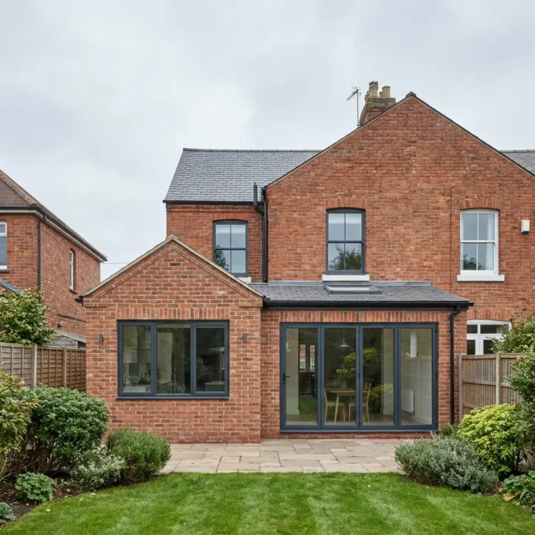 Side and rear extension with pitched roofs